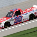 KANSAS CITY, KANSAS - JULY 25: Brennan Poole, driver of the #30 RememberEveryoneDeployed.org Toyota, drives during the NASCAR Gander RV & Outdoors Truck Series e.p.t 200 at Kansas Speedway on July 25, 2020 in Kansas City, Kansas. (Photo by Jamie Squire/Getty Images) | Getty Images