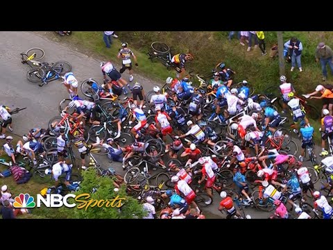Fan with sign causes huge pile-up in Stage 1 of the Tour de France | Cycling on NBCSports