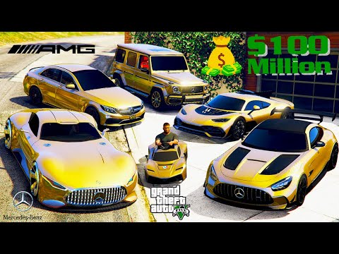 GTA 5 – Stealing $100,000,000 Super Gold Mercedes Cars with Franklin! | (GTA V Real Life Cars #94)